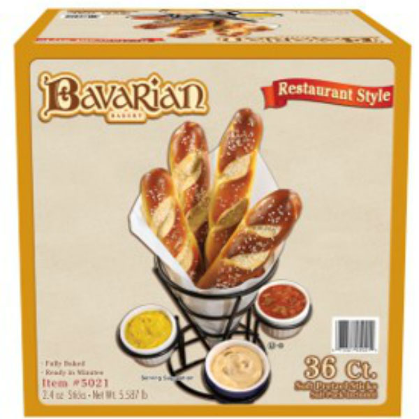 J & J SNACK FOODS PRETZELS BAVARIAN BAKERY SOFT PRETZEL STICKS