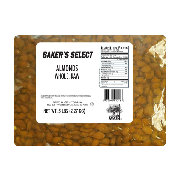 AZAR ALMONDS NATURAL WHOLE RAW