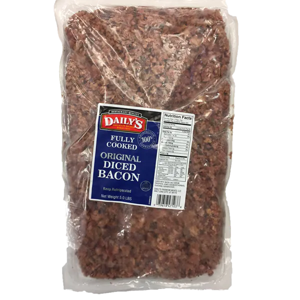 DAILYS PREMIUM MEATS FULLY COOKED ORIGINAL DICED BACON