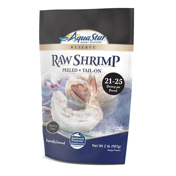 AQUA STAR SHRIMP RAW PEELED TAIL ON 21-25