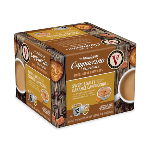VICTOR ALLEN SWEET & SALTY CARAMEL CAPPUCCINO SINGLE SERVE CUPS