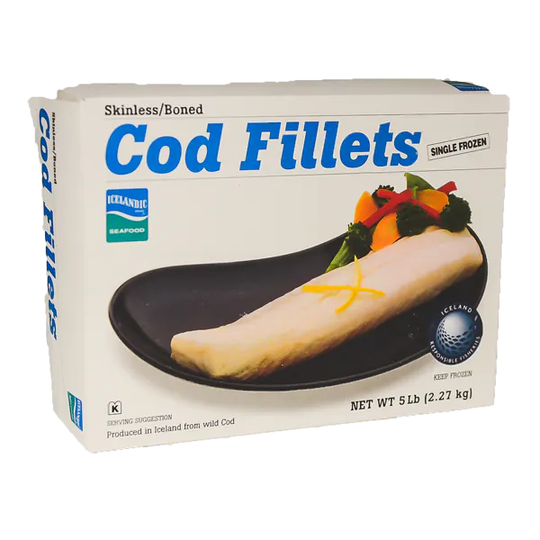 ICELANDIC COD FILLET 1-2 OZ SKINLESS CELLO WRAPPED