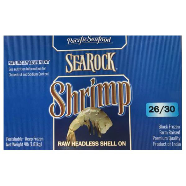 PACIFIC SEAFOOD SEAROCK SHRIMP RAW WHITE VANNAMEI 26-30