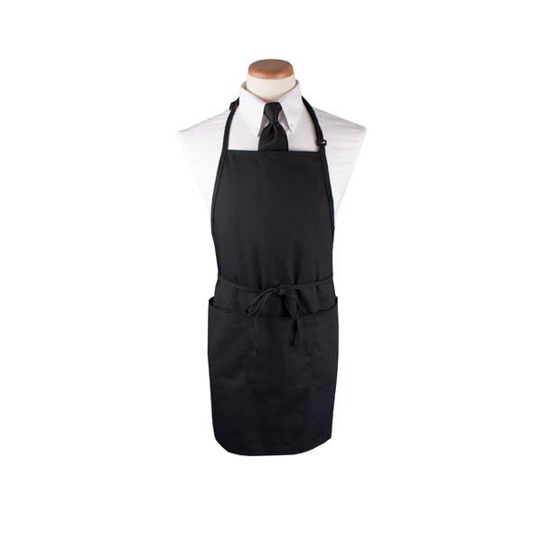 CHEFS LINE BIB APRON BLACK 28X30 3 POCKET