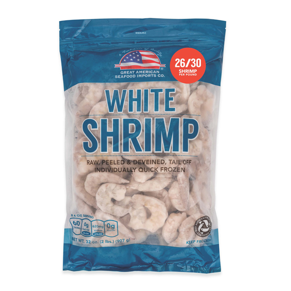 GREAT AMERICAN SHRIMP RAW PEELED TAIL OFF 26-30