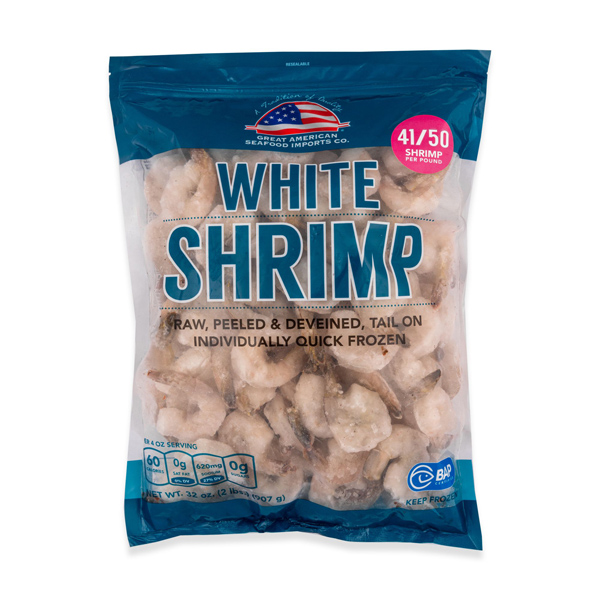 GREAT AMERICAN SEAFOODS SHRIMP RAW PEELED TAIL ON 41-50