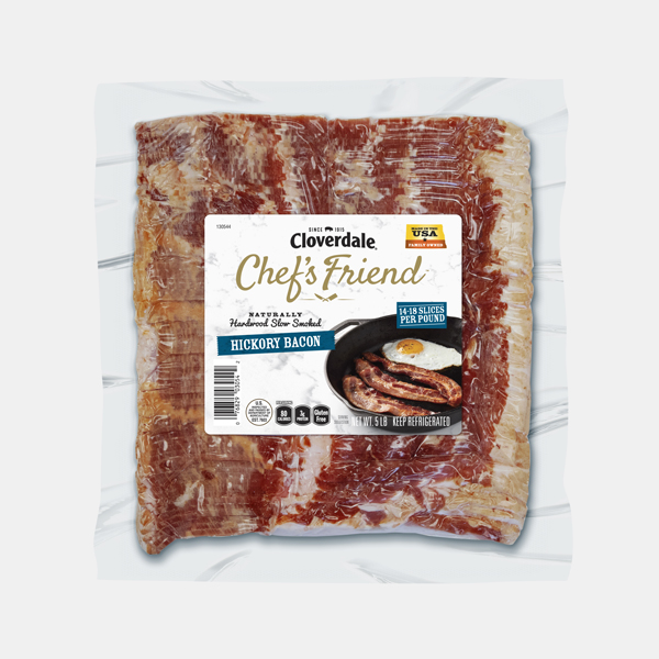 Cloverdale Chef's Friend Naturally Hardwood Slow Smoked Hickory Bacon 14-18 Slices per lb