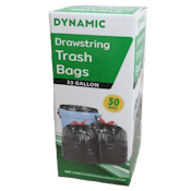 DYNAMIC 33 GALLON BLACK DRAWSTRING TRASH BAGS