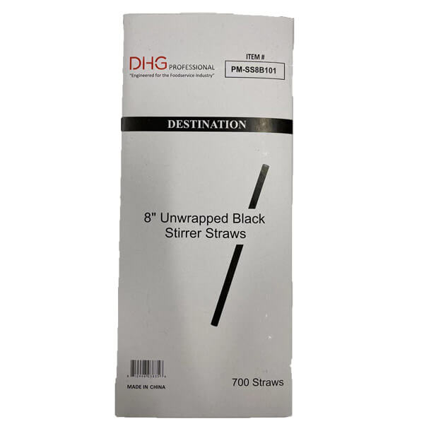 DHG PROFESSIONAL BLACK STIRRER STRAWS 8 INCH