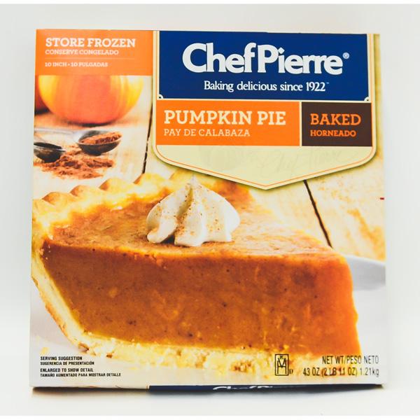 CHEF PIERRE TRADITIONAL PUMPKIN PIE PRE-BAKED 10 INCHES UNSLICED