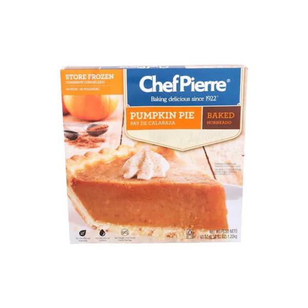 CHEF PIERRE TRADITIONAL PUMPKIN PIE PRE-BAKED 10 INCHES UNSLICED