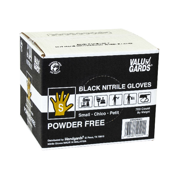 VALUGARDS NITRILE GLOVES BLACK BULK SMALL