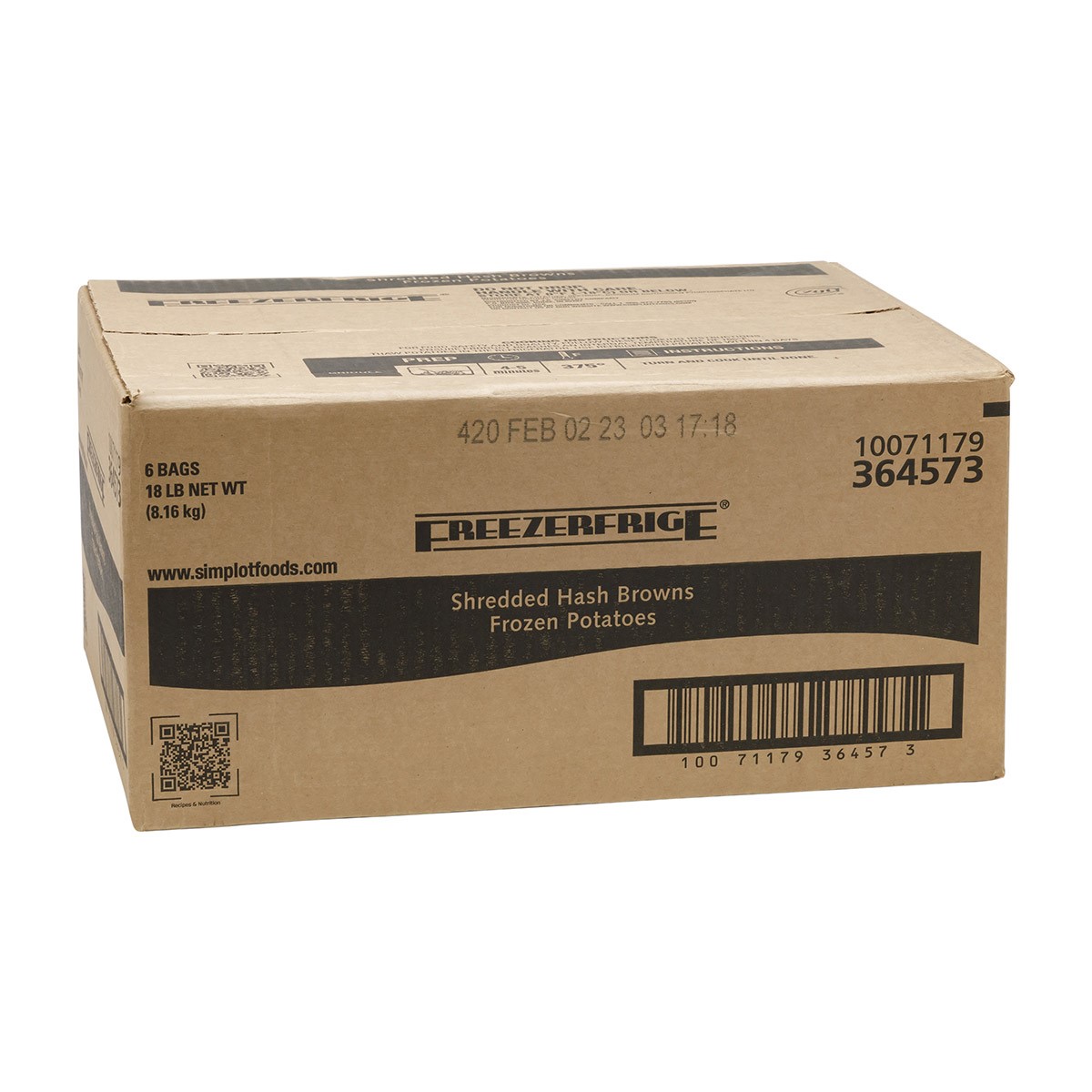 FREEZERFRIGE FROZEN SHREDDED HASH BROWNS