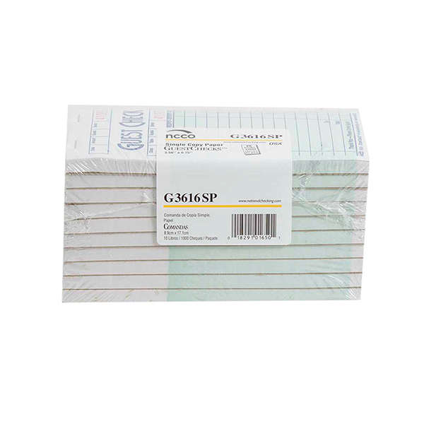 NCCO GUEST CHECK G3616SP SINGLE COPY GREEN 3.5X6.7
