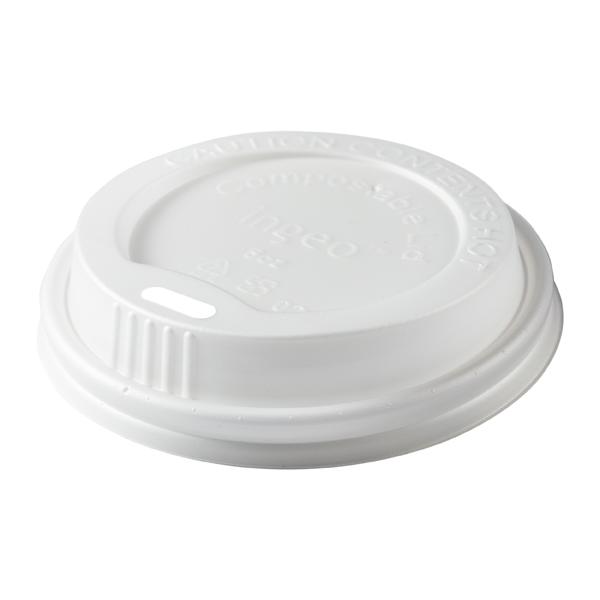 PRIMEWARE COMPOSTABLE CLEAR PLASTIC LIDS FITS 8 OZ HOT CUPS