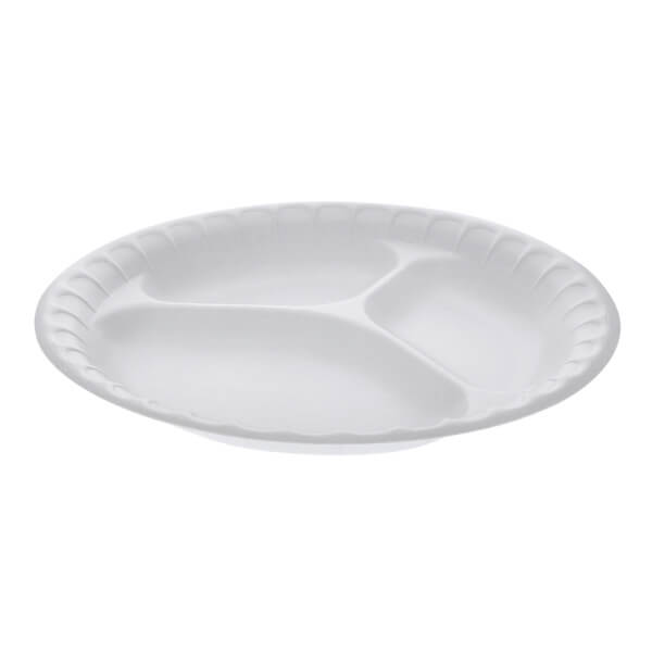 PACTIV 3 COMP WHITE LAMINATED FOAM PLATES 10 INCH
