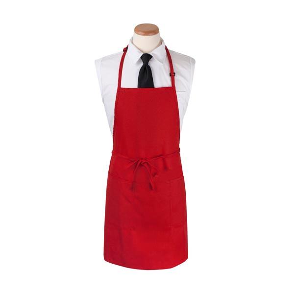 CHEFS LINE BIB APRON RED 28X30 3 POCKET