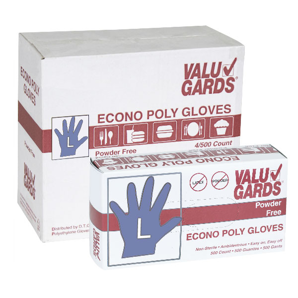 VALUGARDS LARGE POWDER FREE ECONO POLY GLOVES