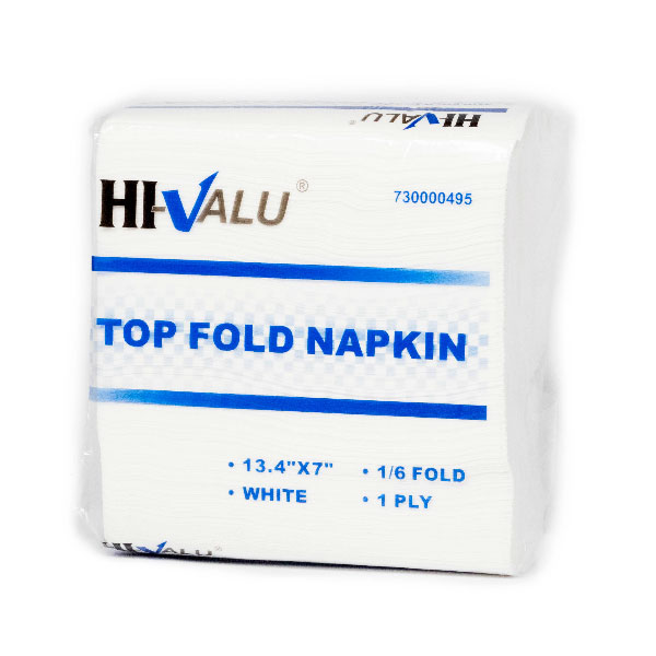 HI VALU TOPFOLD NAPKIN 13.4 X 7 1 PLY 1/6 FOLD WHITE