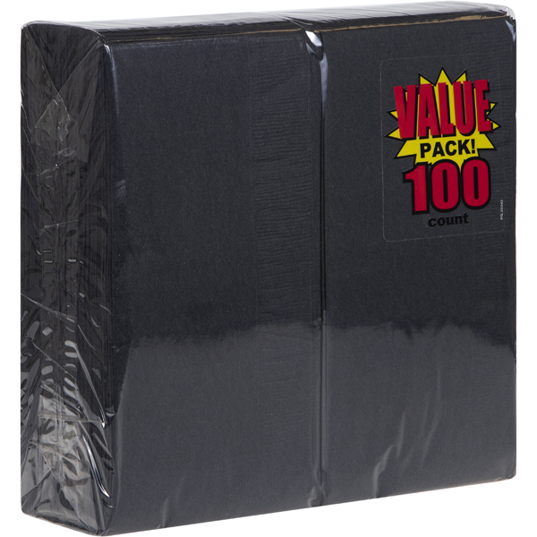 TOUCH OF COLOR BLACK 2 PLY 1/8 FOLD DINNER NAPKIN