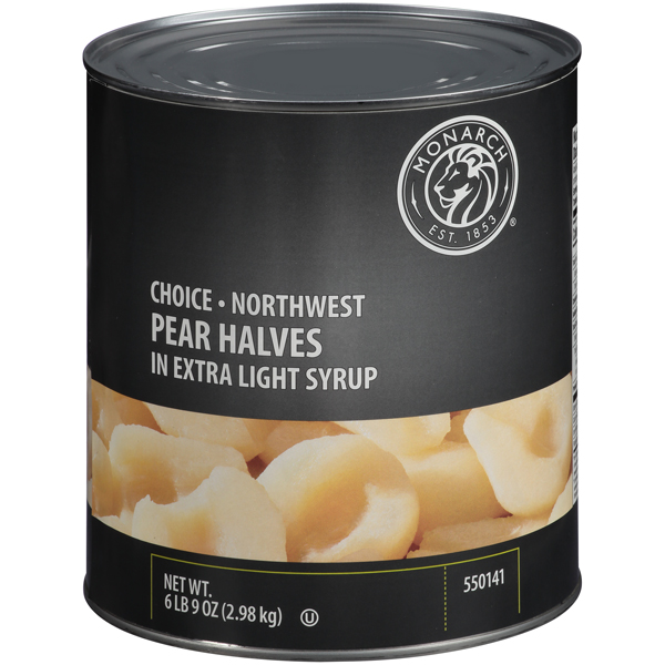 MONARCH BARTLETT PEAR HALVES IN EXTRA LIGHT SYRUP