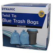 DYNAMIC BLUE TWIST TIE TRASH BAGS 33 GAL