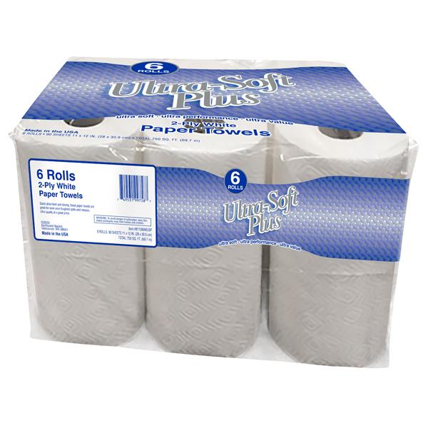 ULTRA-SOFT PLUS 2 PLY WHITE PAPER TOWELS