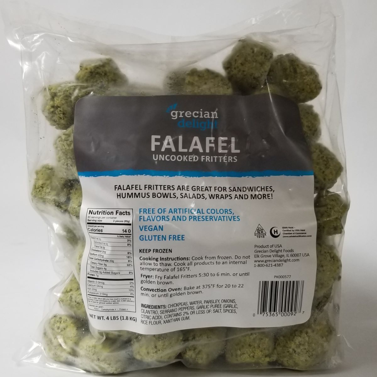 GRECIAN DELIGHT UNCOOKED FROZEN FALAFEL
