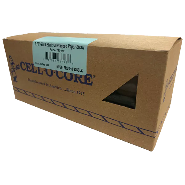 CELL-O-CORE PAPER STRAW UNWRAPPED BLACK 7.75 INCH