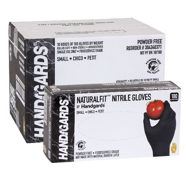 HANDGARDS NATURALFIT NITRILE BLACK SMALL GLOVES POWDER FREE